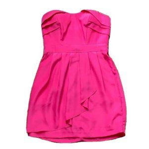 Pink BCBG Generation Silk Strapless Cocktail Dress